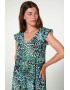 VAMP 20408, Φόρεμα με μανικάκι από Viscose, σε αμπίρ γραμμή, BLUE PARADISE